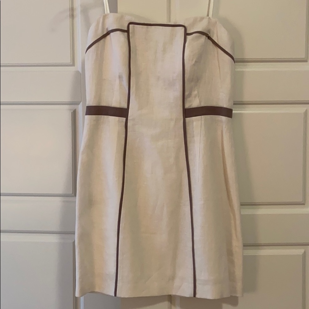 BCBG strapless linen minidress